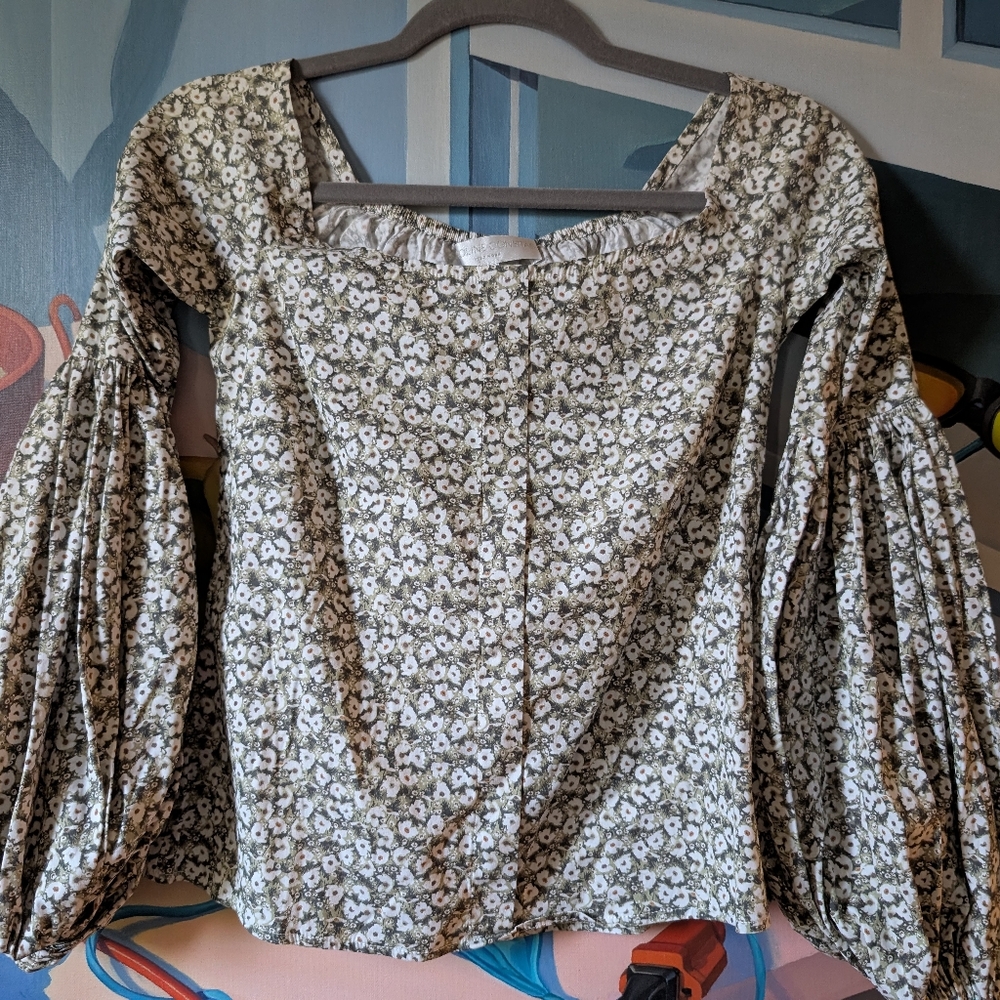 Caroline Constas balloon sleeve floral top size S